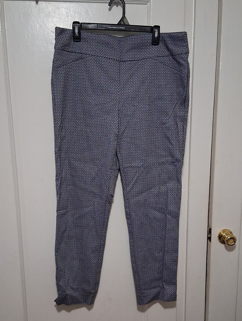 Charter Club Navy Micro-Pattern Pull-On Ankle Pants